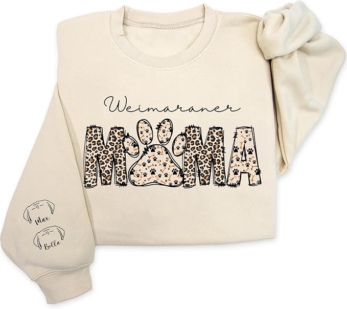 Personalized Dog Breed Mama Sweatshirt, Custom Paw Print Sweater, Cozy Pet by Unknown