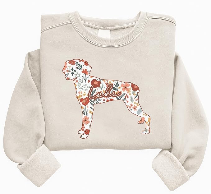 Brittany Dog Lover Personalized Sweatshirt, Custom Name Floral Pet Owner Apparel by Unknown