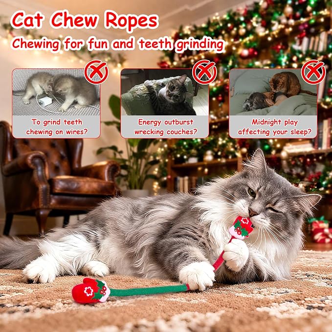 Retro Shaw Catnip Toys, Kitty Xmas Bundle Cat Toys Chew Ropes 3PCS, Catnip - Image 4