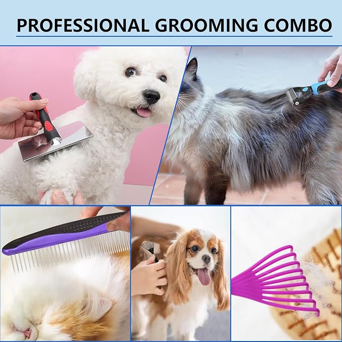 5-in-1 Dog & Cat Extra Long Pin Grooming Kit Slicker Brush - Image 7