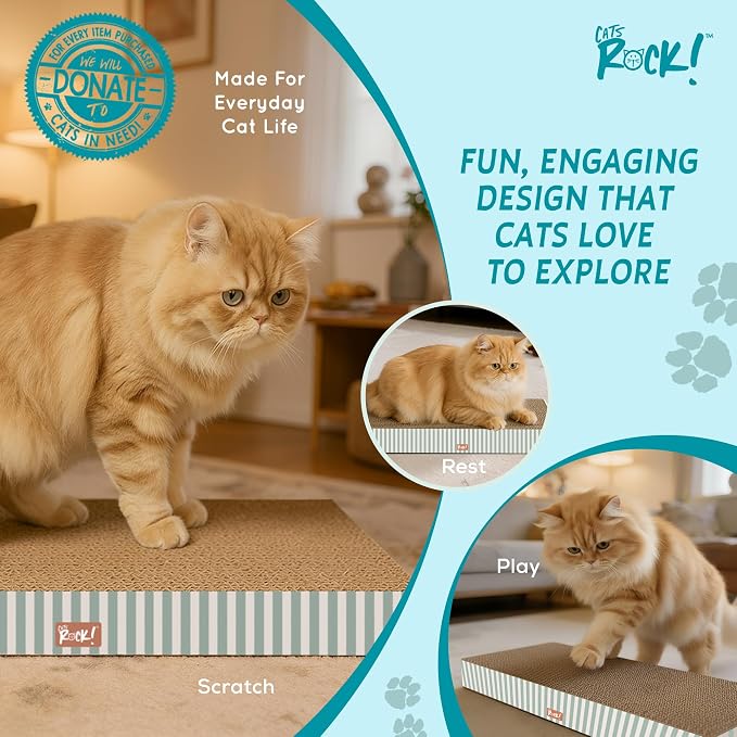 Cats Rock Scratching Board for Indoor Cats, Corrugated Cardboard Cat Scratcher - Image 4