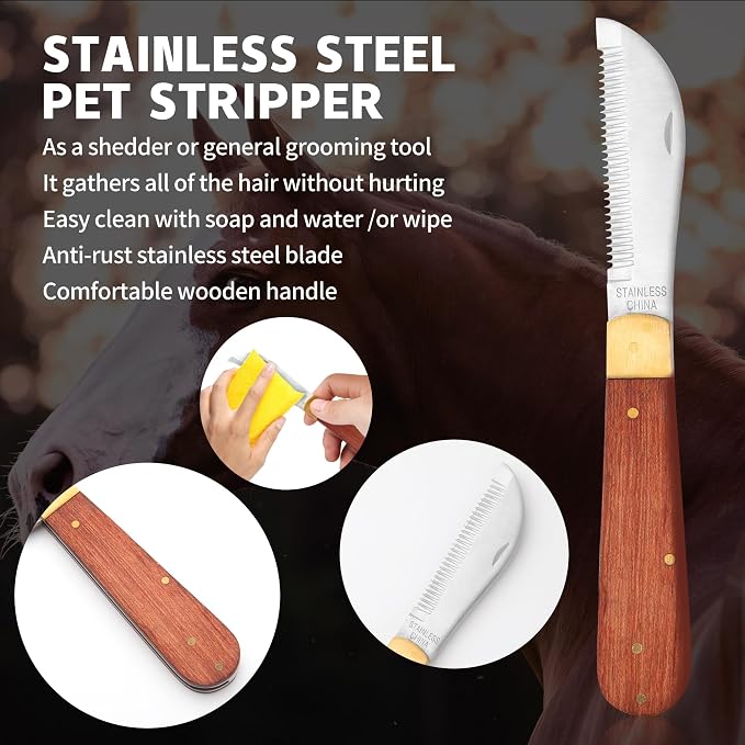 Hand Stripping Tools for Horse Dog Grooming Shedding Blade Stripping for Horse - Image 3