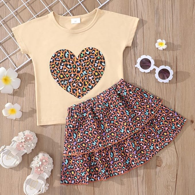 Akyzic Little Girl Skirt Outfit Two Piece Spring Summer Outfit Butterfly Dress - Image 3