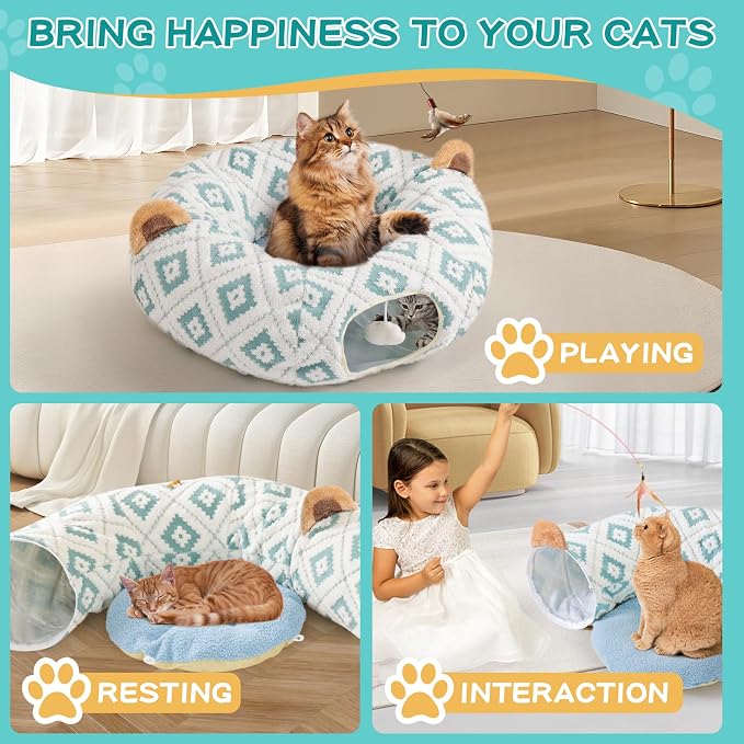 Cat Tunnel Bed with Soft Cushion, Cat Donut Tunnels - Image 8