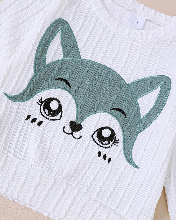Jecson Toddler Girl Fall Clothes: Soft Outfits Set Embroidered Knit Top & - Image 8