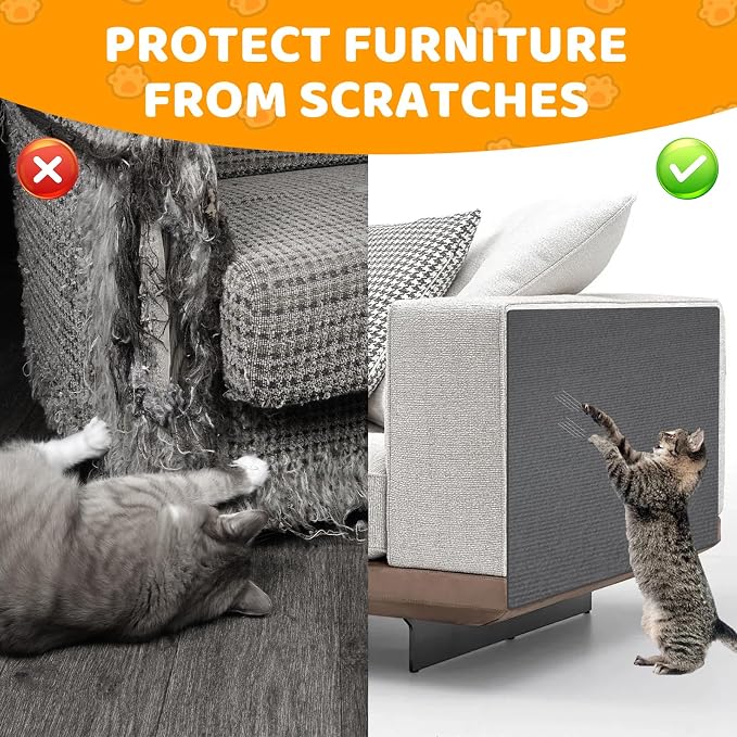 Cat Scratching Mat Self-Adhesive, 157.5'' x 15.8'' Trimmable Cat Scratch Pads - Image 4