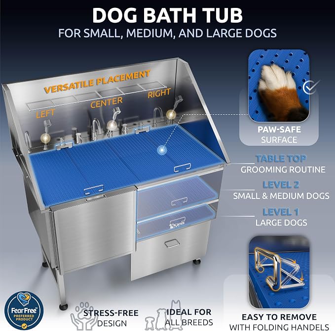 KANIS Professional Dog Washing Station 304 Stainless Steel Pet Wash Sink - Image 6