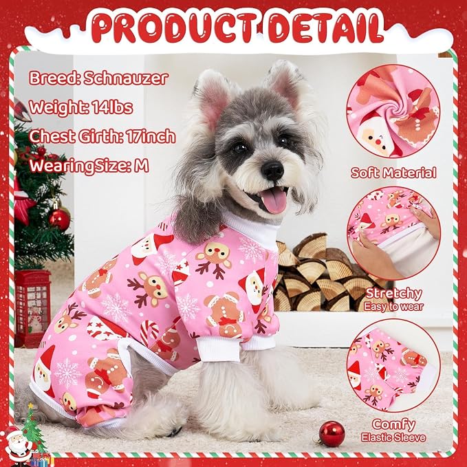 XPUDAC 4 Pack Christmas Dog Pajamas Comfy Dog Clothes - Image 3