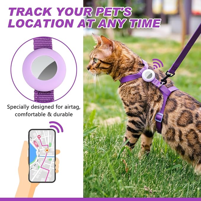 Cat Harness and Leash Set with Airtag Holder - Image 3