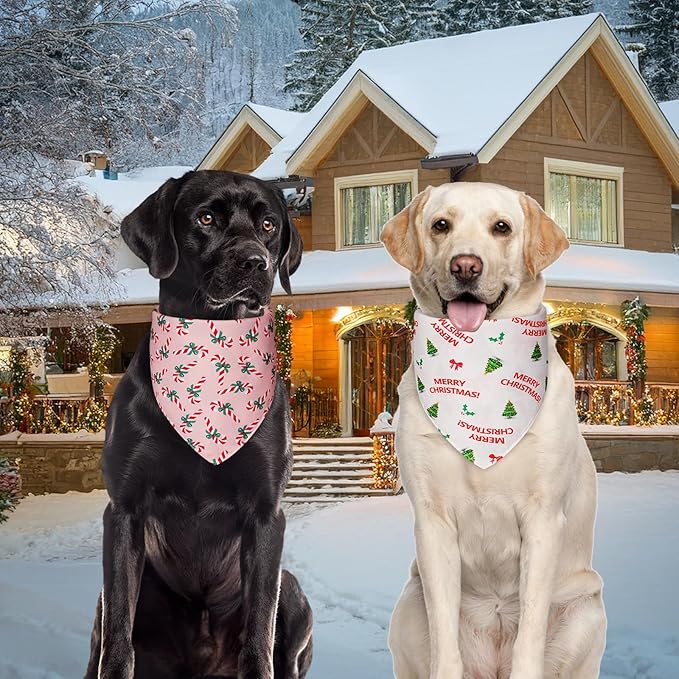 Cute Christmas Dog Bandanas Large 2PCS, 4 Pattern Holiday Scarf - Image 5