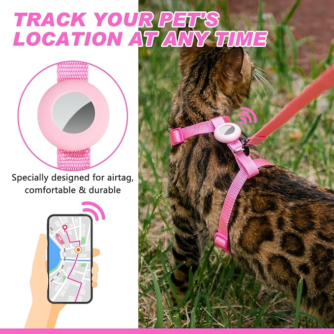 Cat Harness and Leash Set with Airtag Holder - Image 3