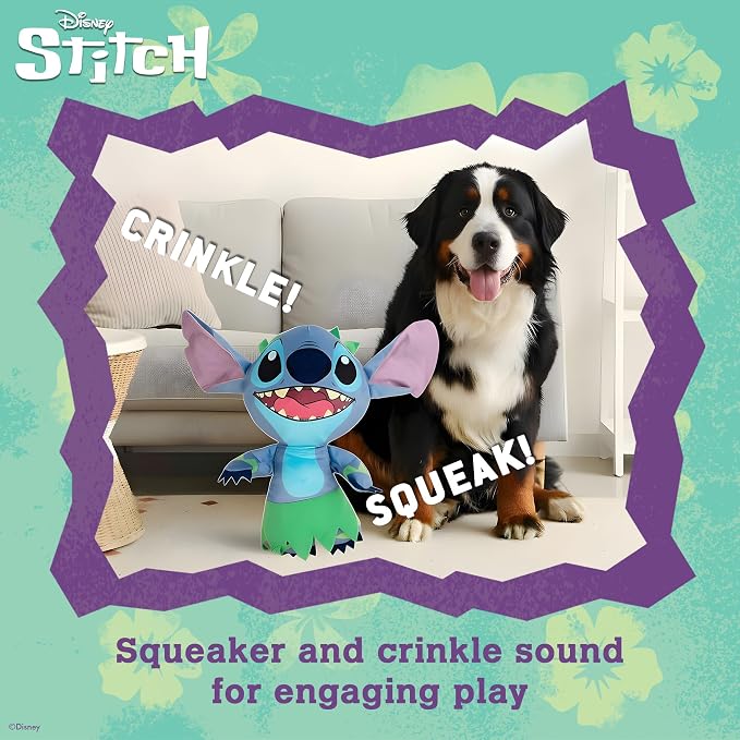 Disney for Pets Lilo and Stitch 18” Jumbo Plush Squeaker Dog Toy, Crinkle & - Image 4