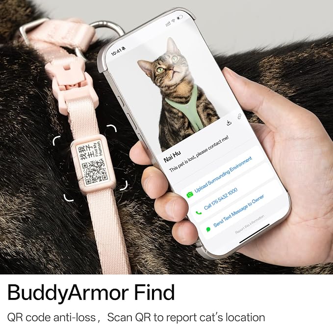 Escape Proof Cat Harness Anti-Choke Quick Release Adjustable QR Code Soft Nylon - Image 5