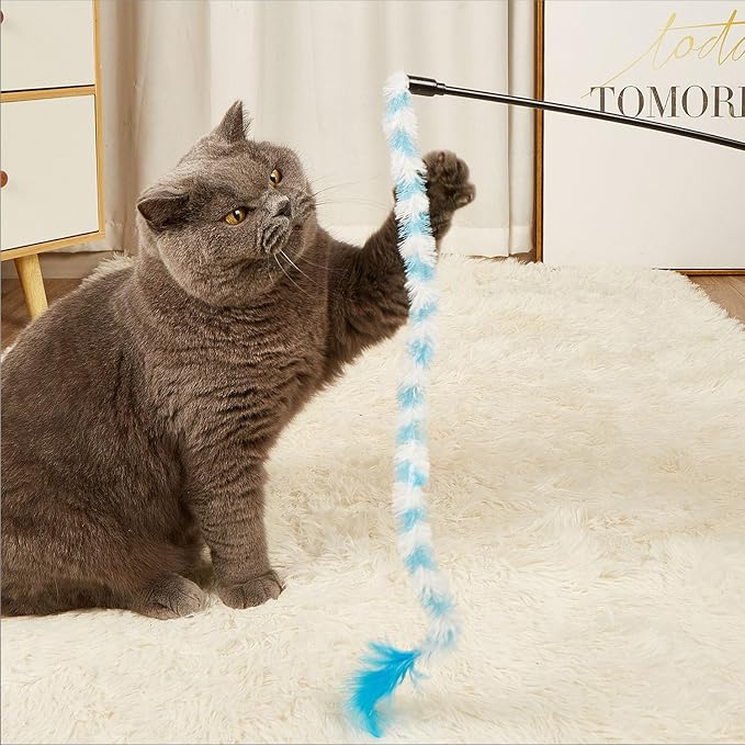 IUHKBH Cat Wand Toys 3 PCS Colorful Plush Strips Teaser Wands - Image 6