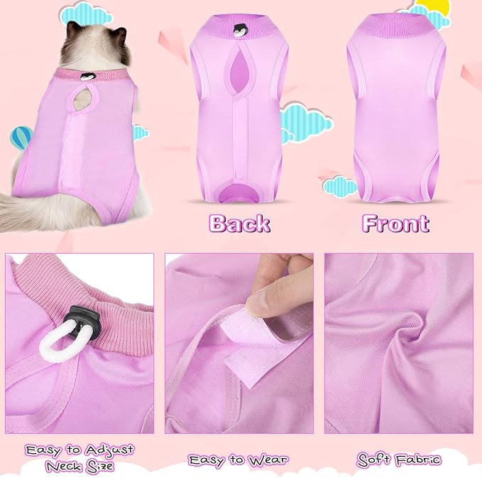 Nuanchu 3 Pieces Cat Recovery Suit Kitten Recovery Suit E-Collar Alternative - Image 5