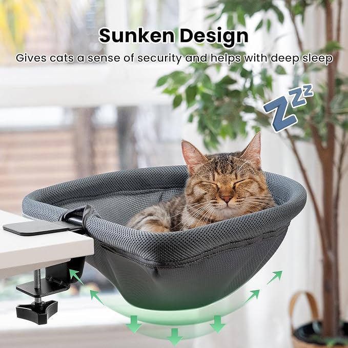 Cat Desk Bed - One-Click Folding, Sunken Design & Space-Saving Semi-Circular - Image 3