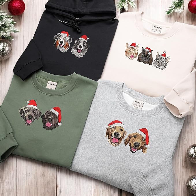 Custom Dog Portrait Embroidered Sweatshirt Pet Photo Embroidery Design Your Pet - Image 4