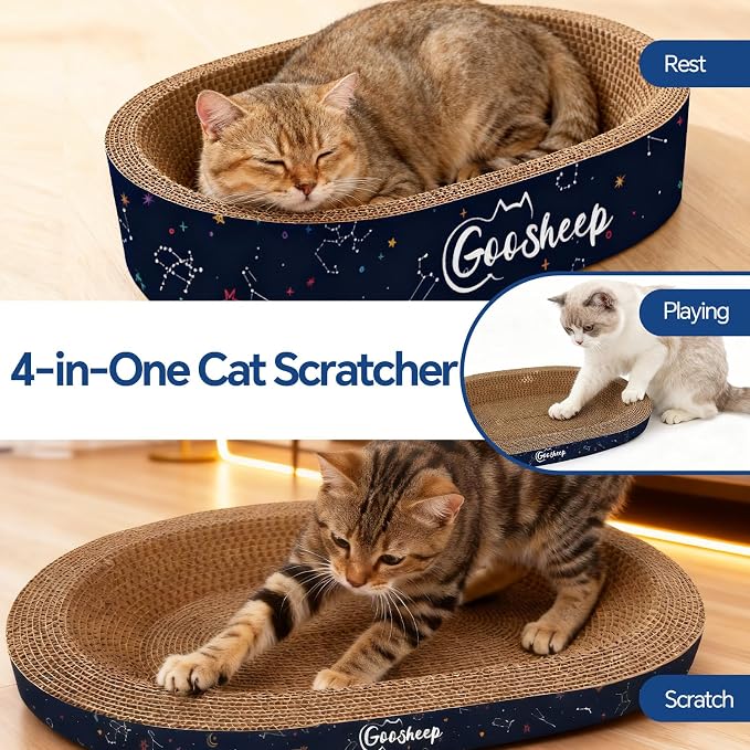 4-in-1 Cat Scratcher and Bed, 2 Scratching Pads & 2 Oval Loungers - Image 5