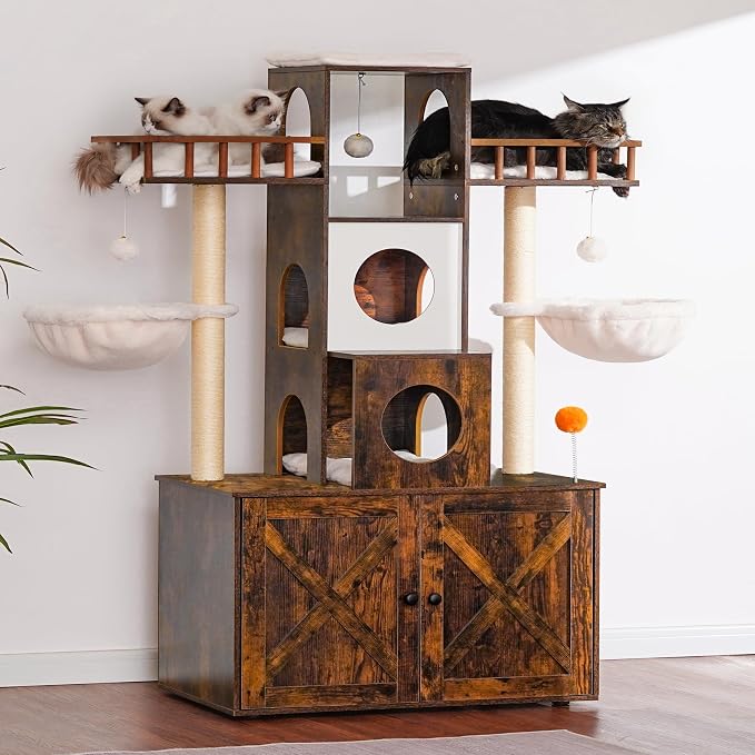 Heybly Cat Tree with Litter Box Enclosure - Image 4