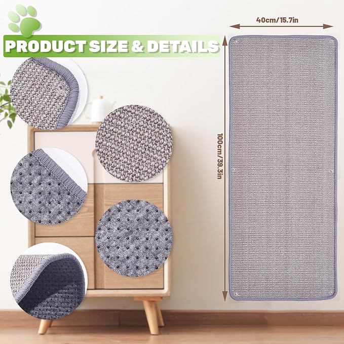Natural Sisal Cat Scratcher Mat, Wall Scratcher Carpet, Cat Climbing Wall - Image 2
