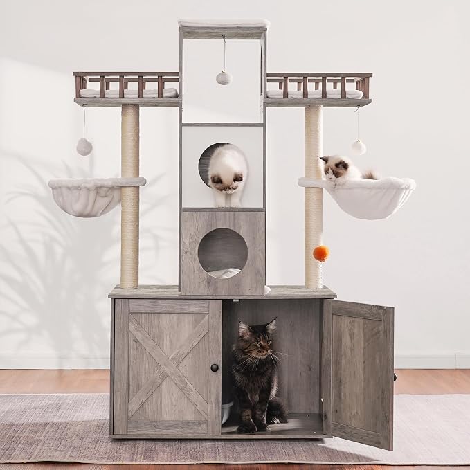 Heybly Cat Tree with Litter Box Enclosure - Image 4