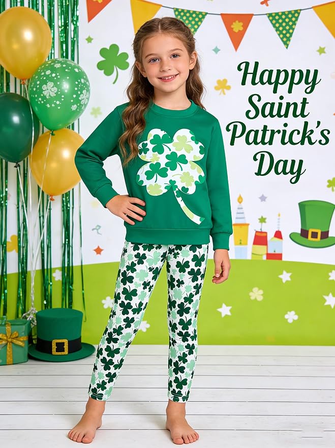 Little Girls Unicorn Outfits 2 Piece Kids Ruffle Sleeve Sweatshirt + Leggings - Image 2
