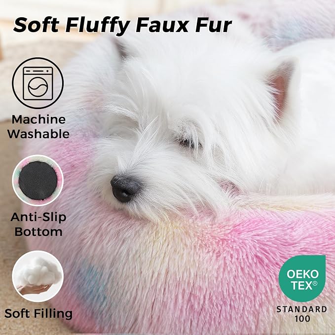 Calming Dog Bed & Cat Bed with Anti-Slip Bottom, Medium Size Washable - Image 3