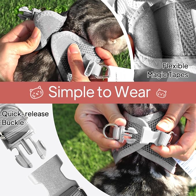TwoEar Cat Harness Escape Proof, Soft Dog Vest Harness Adjustable, Breathable - Image 4
