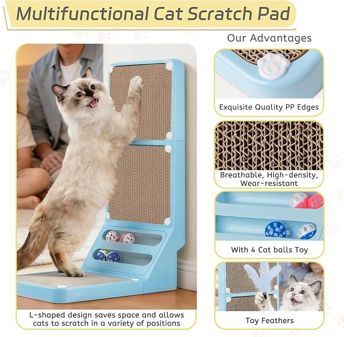 Cat Scratcher Cat Scratch Pad L Shape Wall Mounted Dual Use Kitten Bunifa - Image 3