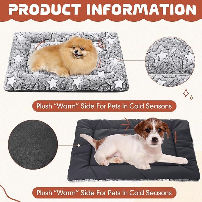 Namalu 2 Pcs Winter Dog Crate Pad Cat Bed Mat Kennel Reversible Warm Cool Cozy - Image 3