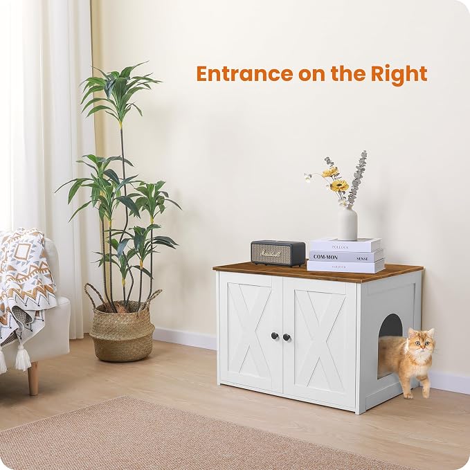 Dwanton Litter Box Enclosure, Cat Litter Box Furniture Hidden, Reversible - Image 8