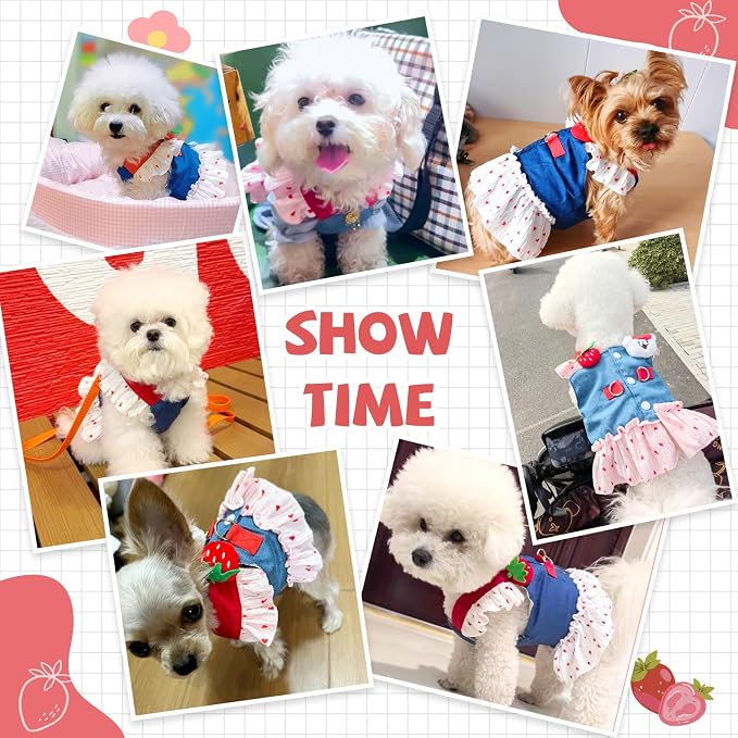 Small Dog Harness and Leash Set Denim Cat Harness Dress - Image 3