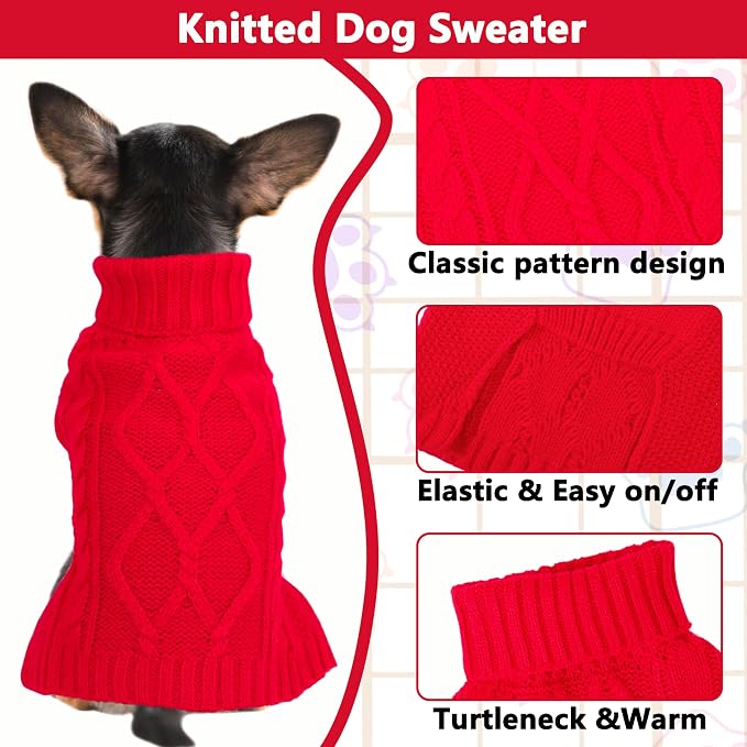 Dog Sweaters for Small Dogs Winter Dog Clothes Turtleneck Puppy Sweater Warm - Image 3