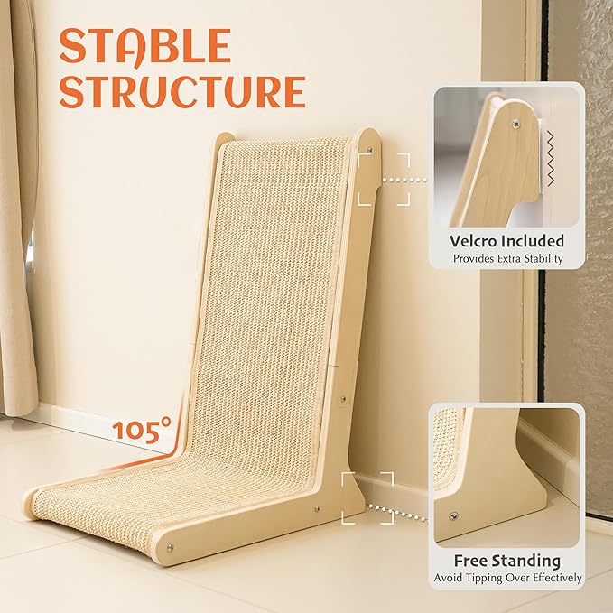 PETKARAY 105° Sisal Cat Scratcher, Sisal Scratch Pad - Image 5