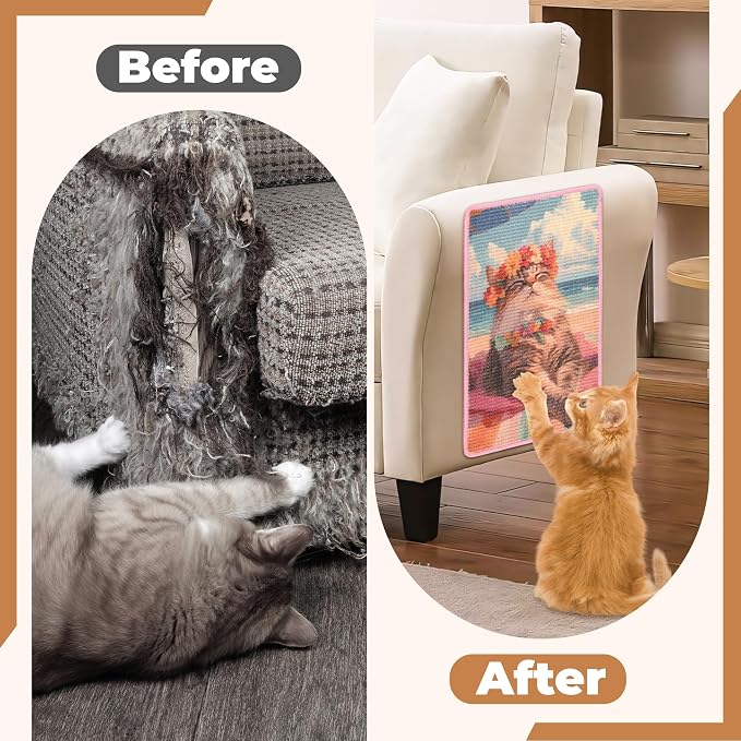 Sisal Cat Scratcher Mat, Cat Wall Scratcher - Image 5
