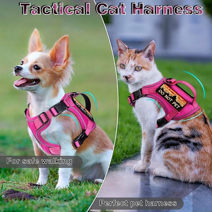 Tactical Cat Harness for Walking, Adjustable Escape Proof Pet Vest for Large Cat - Image 3