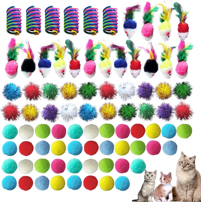 100Pcs Cat Toys Assortment for Indoor Cats, Interactive Kitten Toys Variety Pack by Unknown