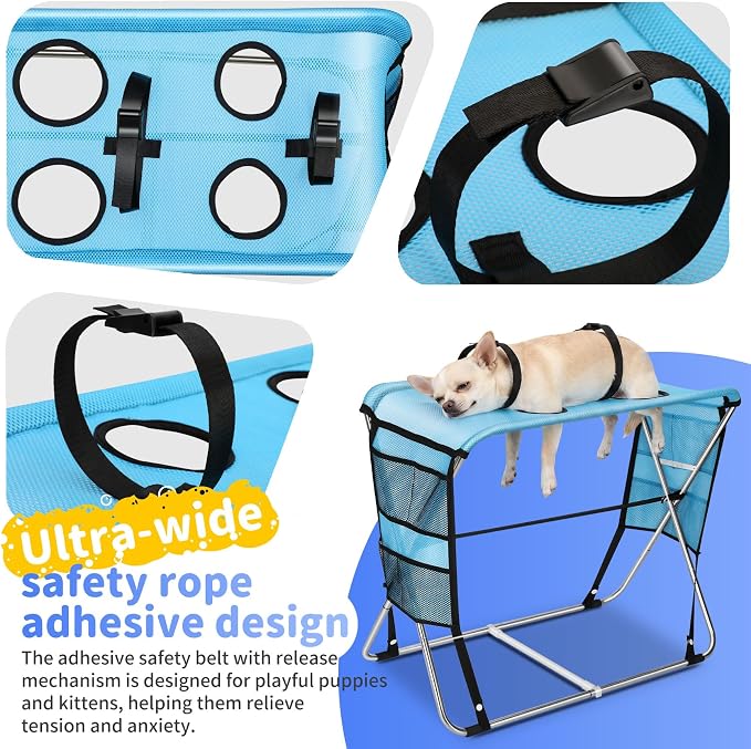 Foldable Dog Grooming Hammock with Stand for Small Dogs & Cats - 30 lbs - Image 9