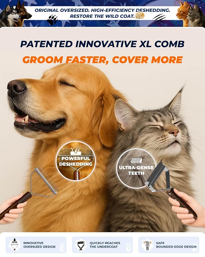 Dog Brush for Shedding 20 Blade Dematting Tool Pet Brush Dual Side, Undercoat - Image 5