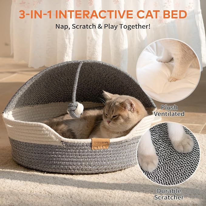 CHEERPALS Cat Basket Bed for Indoor Cats, Covered Pet Bed - Image 5