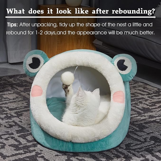 Jiupety Cute Cat Bed, Indoor Lovely Velvet Igloo - Image 5