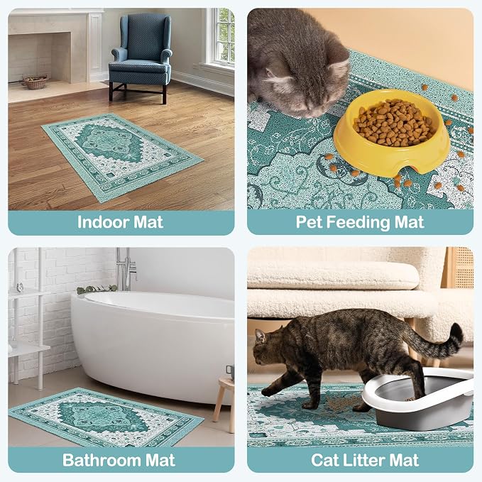 Glittme Cat Litter Mat with Non-Slip Bottom Litter Box Mat 33"X22" Litter - Image 4