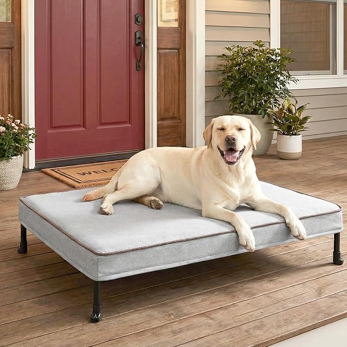 Veehoo Elevated Dog Bed with Waterproof Cushion Mat, Cooling Raised Dog Beds by Veehoo