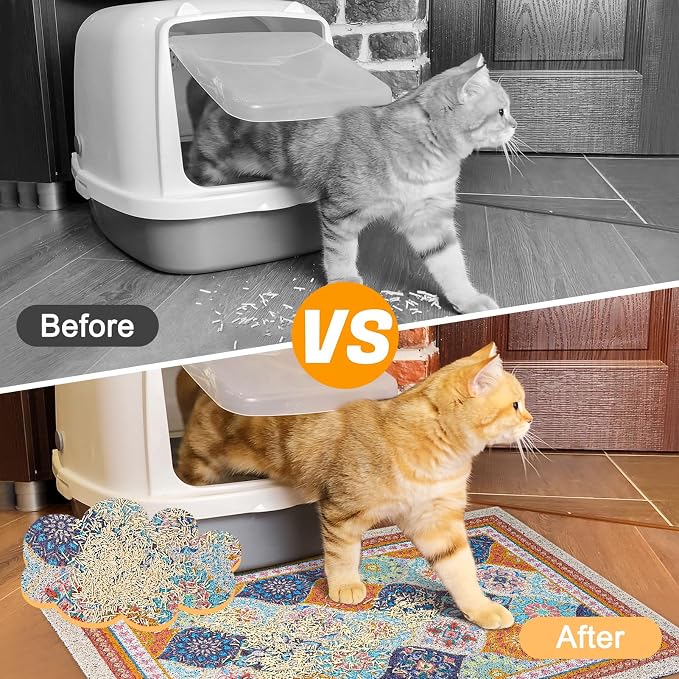 Glittme Cat Litter Mat with Non-Slip Bottom Litter Box Mat 24"X15" Litter - Image 3