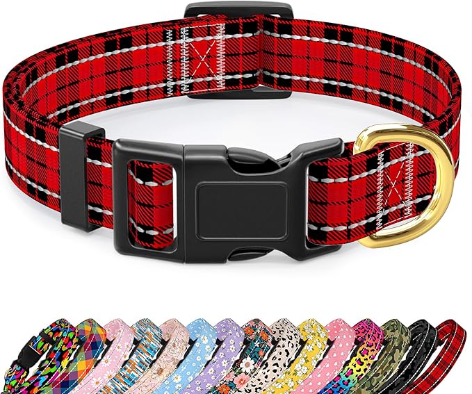 Reflective Dog Collar for Large Dogs, Cute Boho Adjustable Heavy-Duty Nylon by TMOODEL