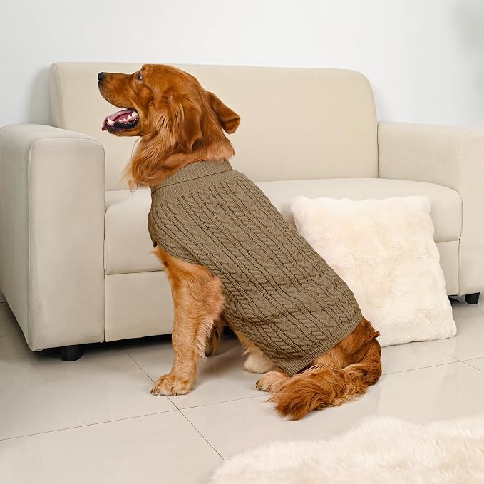 2 Pack Dog Sweaters for Large Dogs Winter Turtleneck Pullover Cable Knit Fleece - Image 6