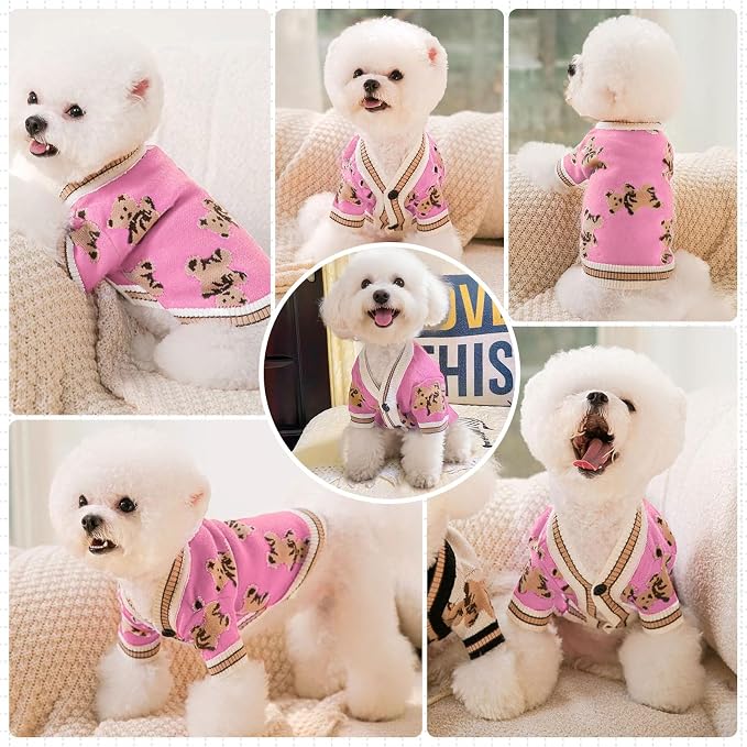 Small Dog Sweaters Cute Bear Dog Cardigans Clothes - Image 2