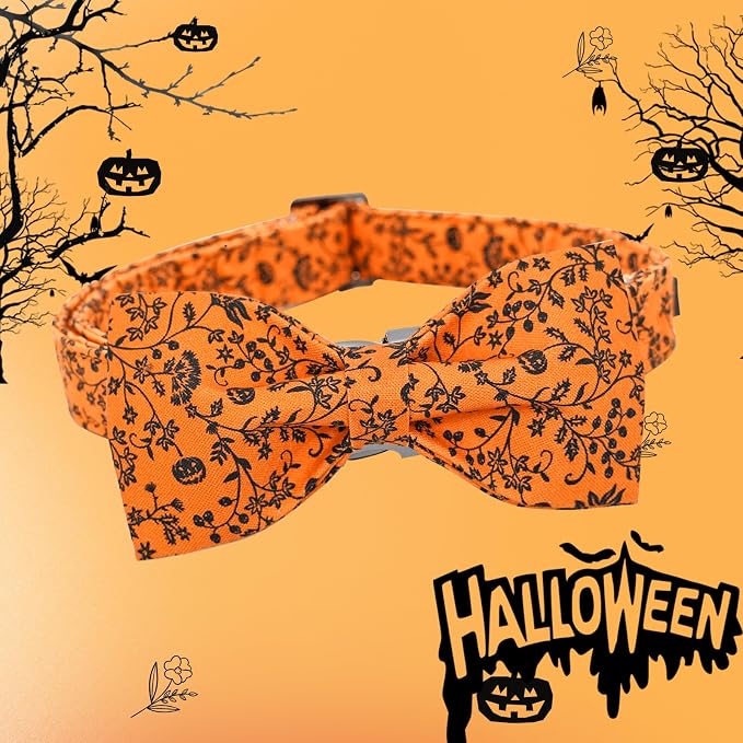Halloween Dog Collar, Pet Collar Dog Bow Pumpkin Dog Collar Girl Boy Holiday - Image 3