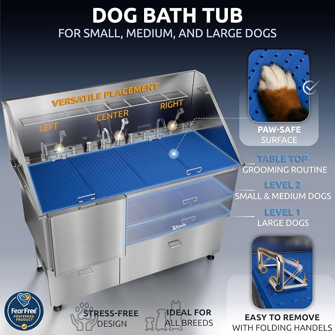KANIS Professional Dog Washing Station 304 Stainless Steel Pet Wash Sink - Image 6