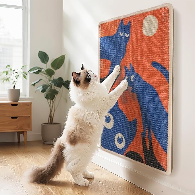 3-in-1 Sisal Cat Scratcher Mat 23.6x15.7'' Protects Carpet Couch & Furniture by Truvito